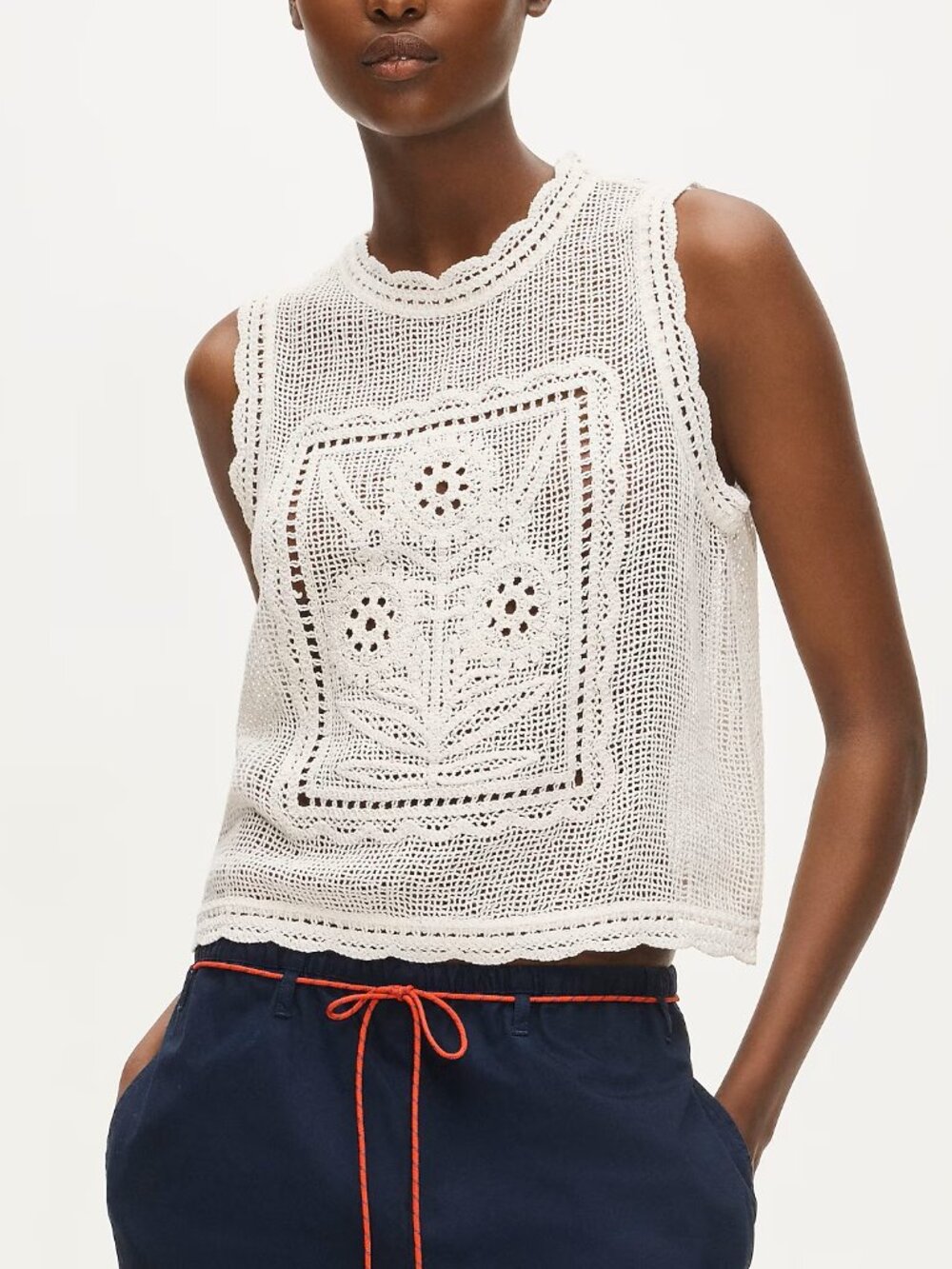 J.Crew Crochet Floral Tank Top Size L